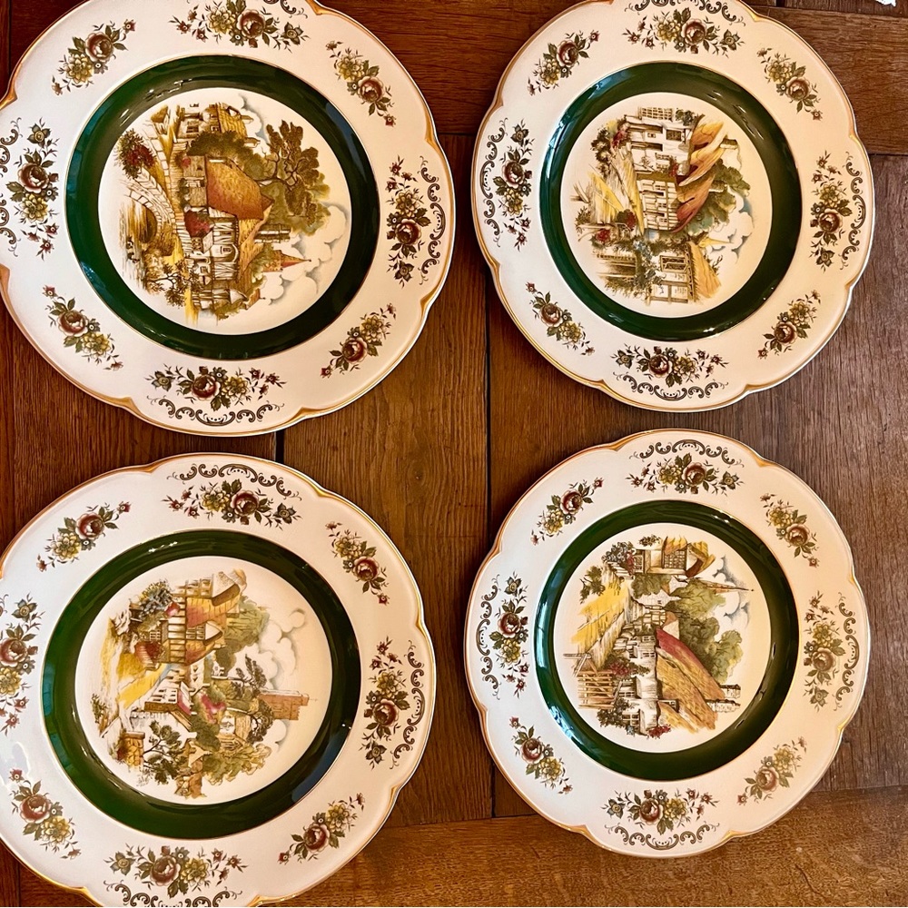 Set 4 Vintage Wood & Sons England Ascot Village Service Plates or Chargers